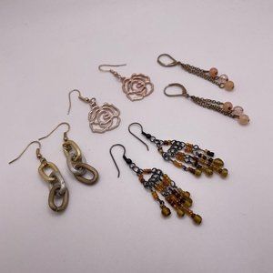 Lot Of 4 Costume Earrings Pierced Dangle Drop Some Metal / Bead